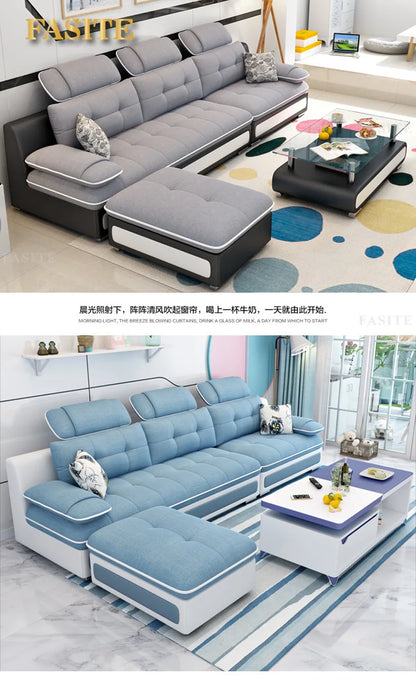 Fabric sofa small apartment simple modern three four living room combination High Quality