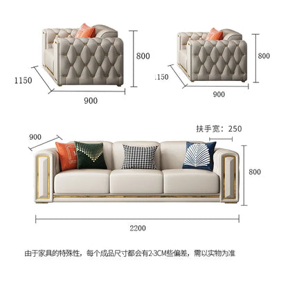 A2-7   new light luxury leather sofa living room combination size modern simple first-layer cowhide sofa
