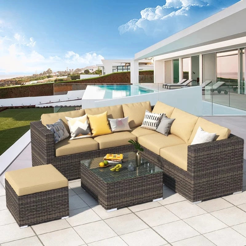 Outdoor sofa combination courtyard outdoor living room rattan art leisure terrace High Quality