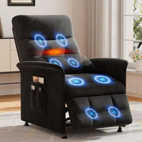 Recliner Chair for Adults with Heat amp Massage Soft Fabric Electric Reclining Sofa with Remote Control, 3 Side Pockets, 180 La