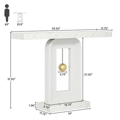 Tribesigns Modern Console Table, 40 Inches Narrow Sofa Entryway Table with Pendulum Shape Base, Contemporary Wood Accent Table