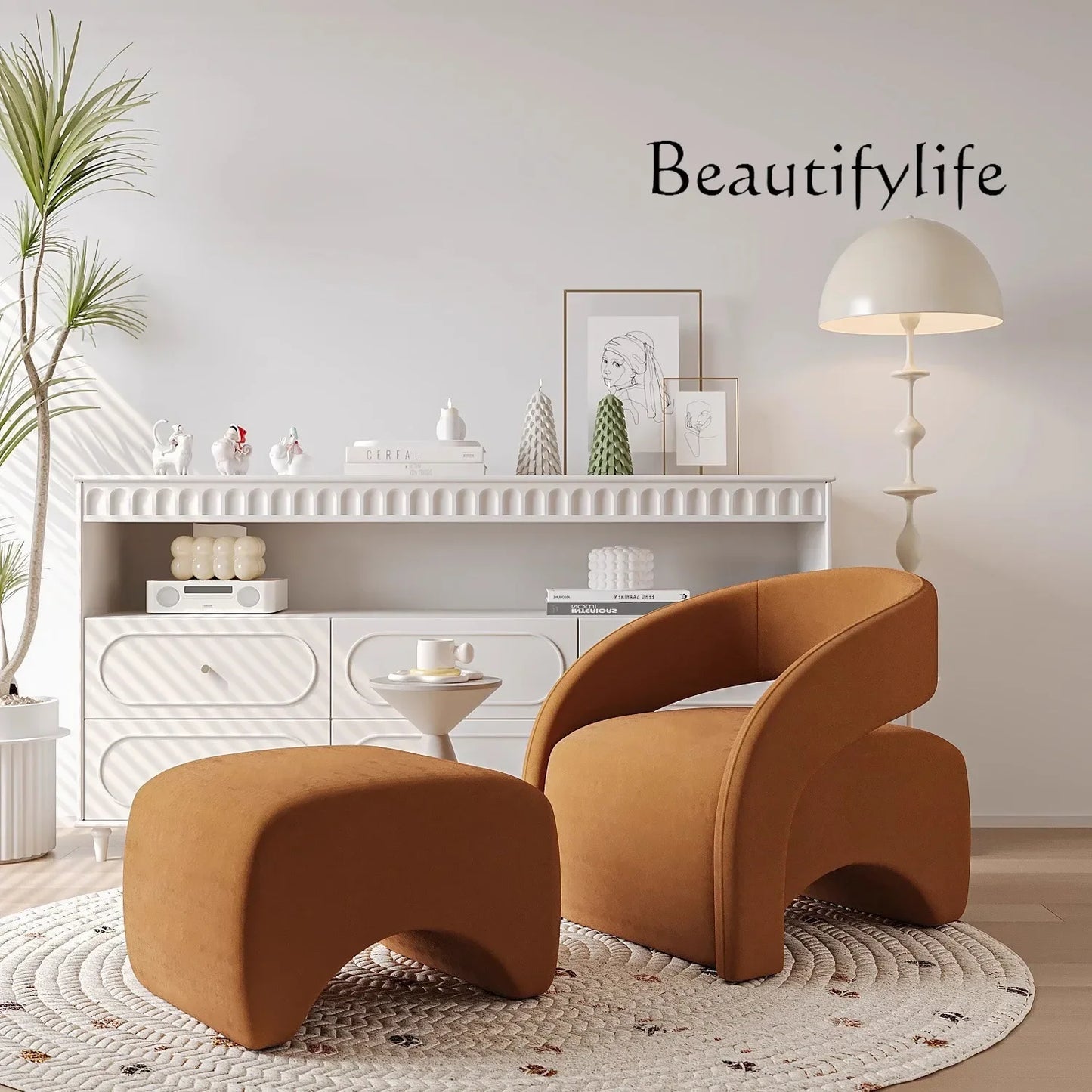 A Nordic Light Luxury Curved Balcony Chair Design Sense Living Room Lazy Single Sofa Leisure Chair