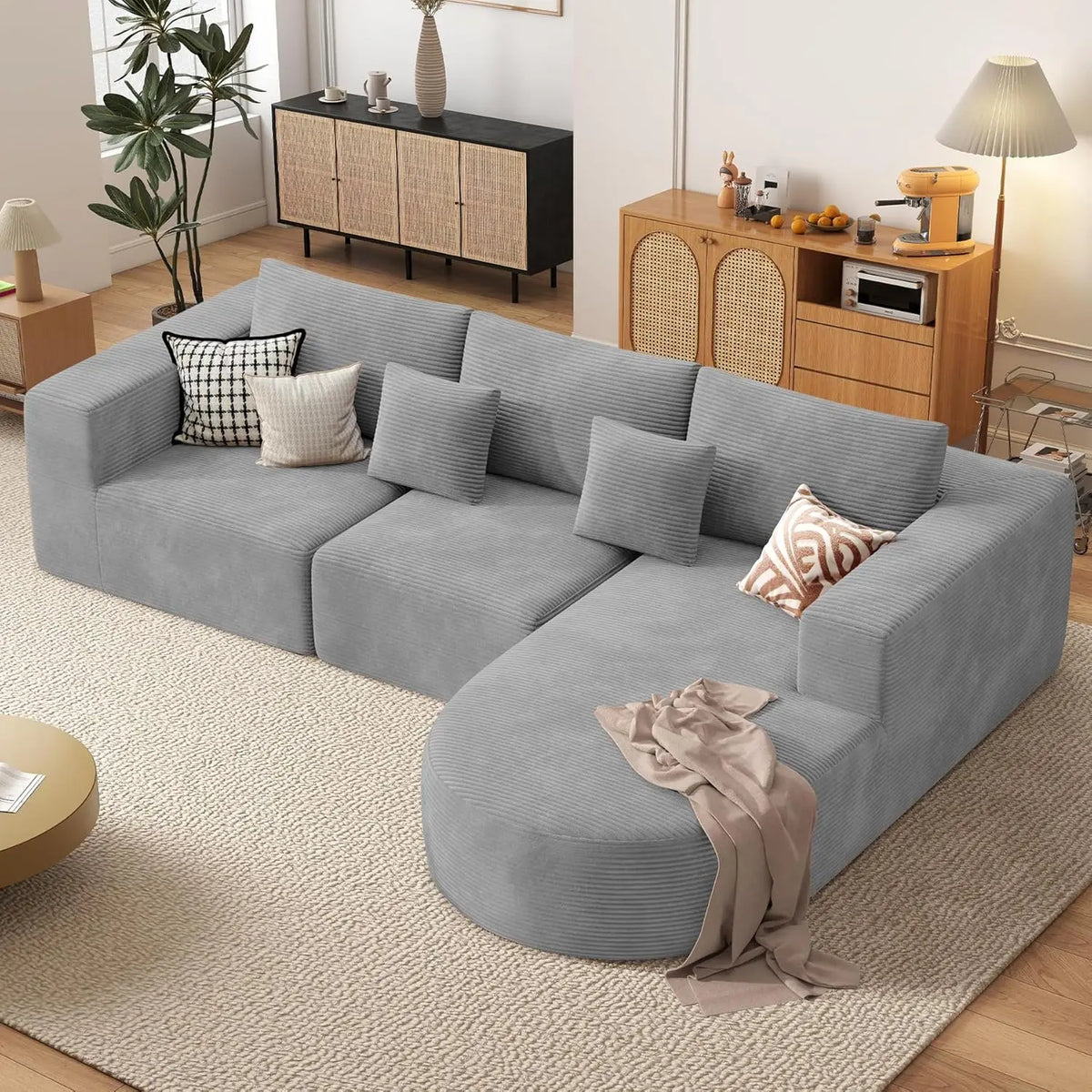Modular Sectional Sofa L-Shape Deep Seat Comfy Living Room Bedroom No Assembly 1PCS,Customized