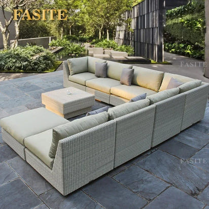 Budget-friendly Outdoor Rattan Woven Sofa, Outdoor Garden, Villa, Courtyard Balcony, Casual Corner Sofa, Coffee Table