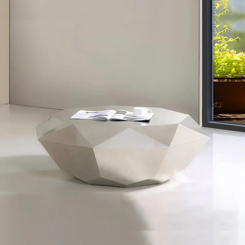 CZ  Steel Diamond-Shaped Coffee Table Modern Fashion Living Room Model Room Sales Office Mirror Titanium Small Coffee Table