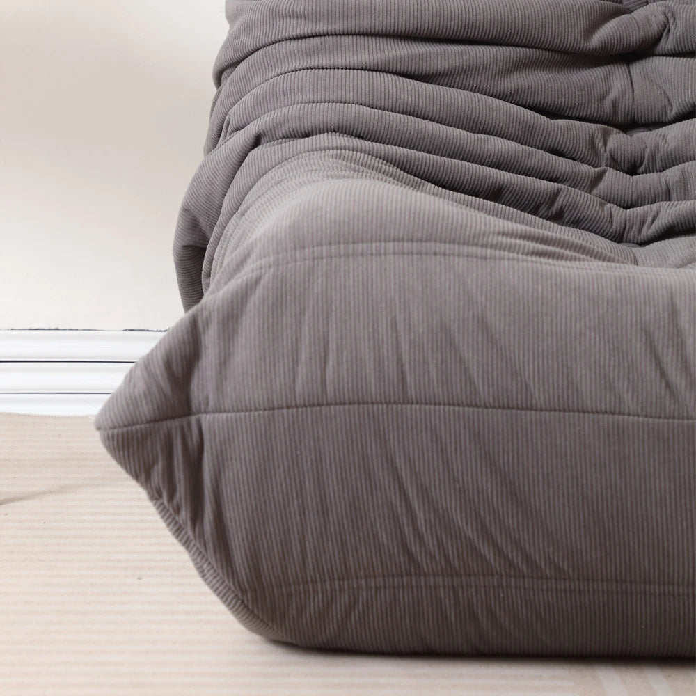 Lazy Sofa, Caterpillar Sofa | Classic Grey Sponge-Filled, Living Room Ready, No Electricity Needed