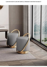 Dressing Table, Stool, Home Living Room Coffee Table, Simple Bedroom Makeup Sofa, Nordic Modern Light Luxury Round Dressing