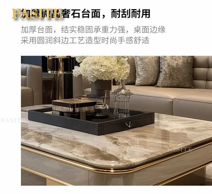 LightLuxury Coffee Table Living Room Home High-end Rectangular Luxury Stone Tea Table New High-end Villa Large Flat Coffee Table