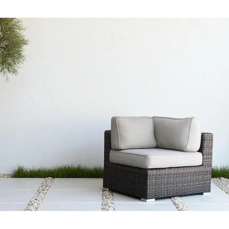 Brown Wicker Sectional Corner Sofa Set - Comfortable Outdoor Furniture for Living Room and Patio