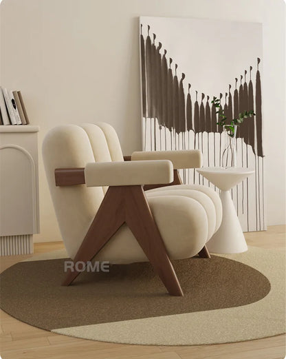 Nordic Wood Living Room Chairs Modern Living Room Sofas Home Balcony Single Leisure Back Armchair Fabric Sofa Chair Furniture