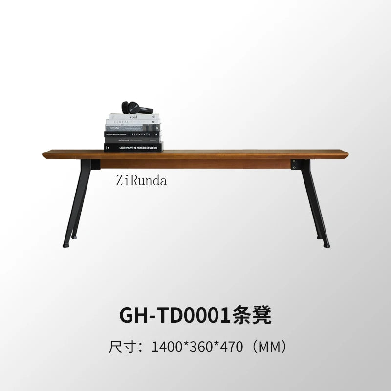Japanese-style wabi-sabi wind all-solid wood bench light luxury household dining table living room shoe changing stool