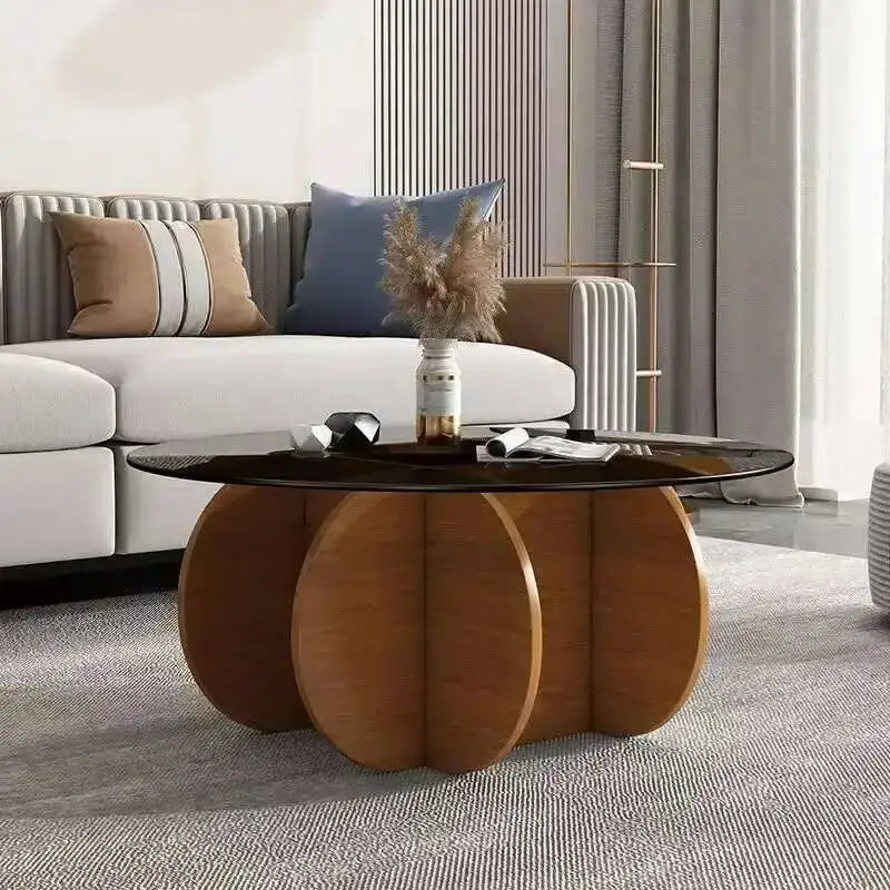 Table basse ronde en verre trempé résistant aux hautes températures, style luxe léger et créatif, stable, pour salon et maison