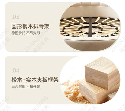 M71 round Bed Double Marriage Bed Modern Simple Home Hotel 2M Serena Large round Cream Wind Bed in Master Bedroom