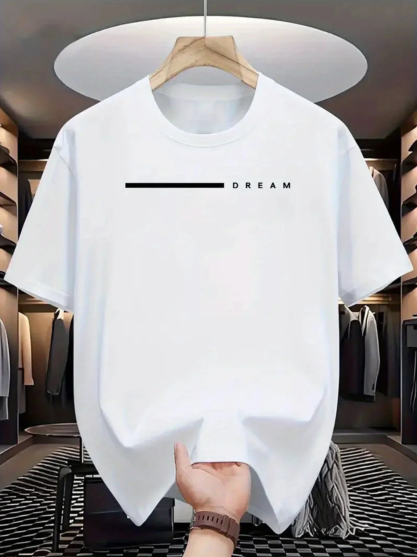 Men's summer fashionable casual loose plus size dreamy letter printed sports round neck short sleeved T-shirt top