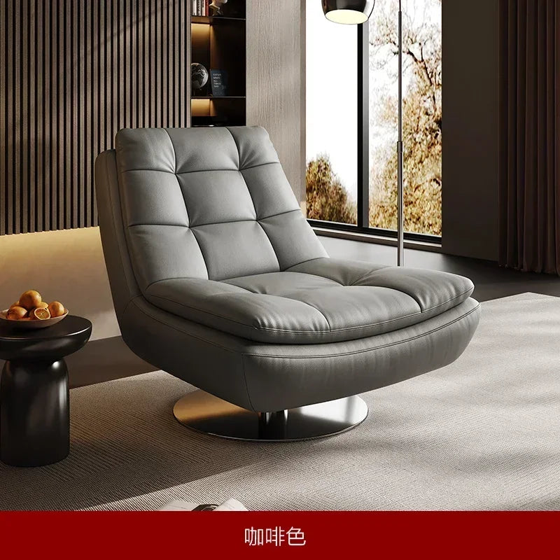 Genuine Leather Couch Single Minimalist Cream Style Living Room Small Apartment Bedroom Leisure Chair