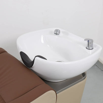 Fuying High Quality PU Leather Modern Shampoo Chair Hair Washing Bed for Beauty Salons Barber Shops Spa Bathroom Use