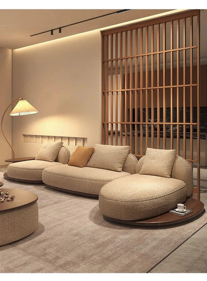 Living Room Coffee Table Designer Creative Three-person Log Style Furniture Modern Simple Modern Morocco Fabric Sectional Sofas
