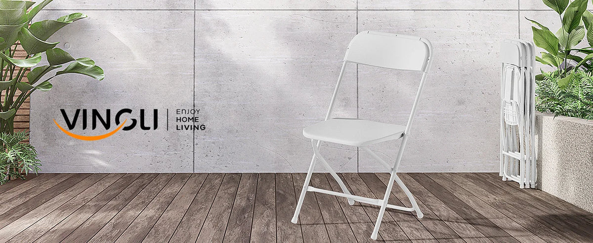 8 Pack White Plastic Folding Chair, Indoor Outdoor Portable Stackable Commercial Seat with Steel Frame 350lb.