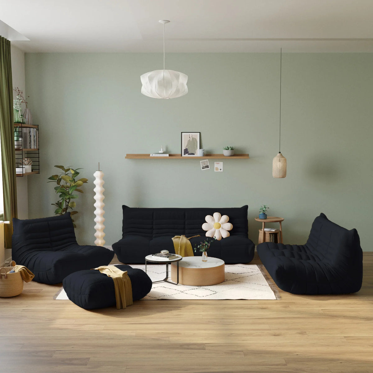 Drop Shipping Nordic White Living Room Sofa 3 Seater Couch Compressed Vacuum Foam Floor Lazy Chair Sofa Set