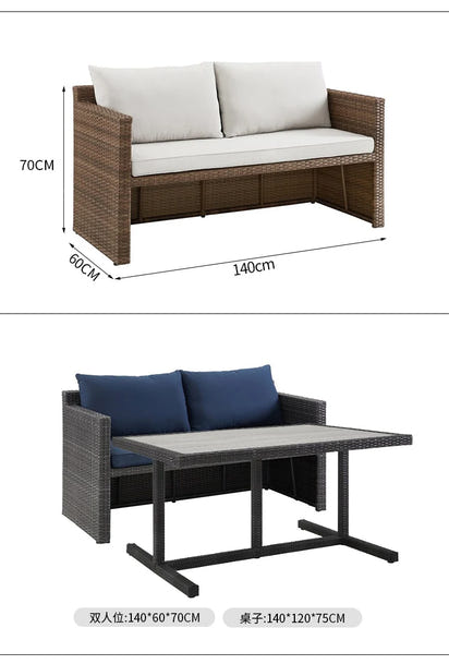 Outdoor rattan tables and chairs balcony rattan sofa courtyard leisure rattan art