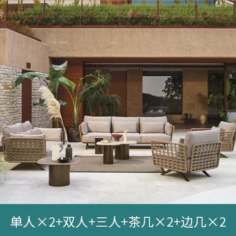High-end outdoor furniture open-air balcony rain protection sun protection sofa courtyard outdoor villa hotel garden combination