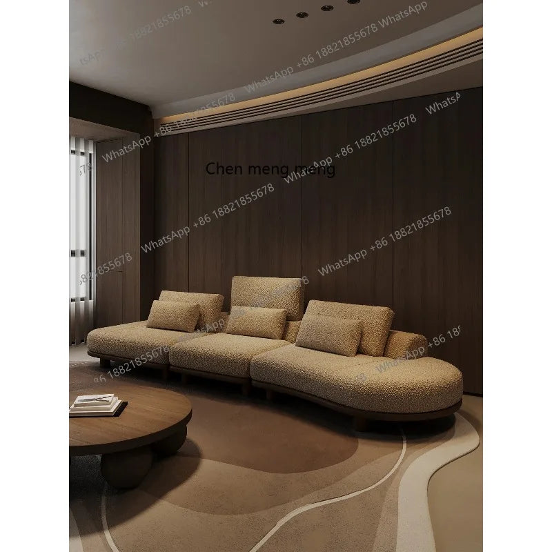 B73 Italian wabi-sabi palm beach fabric sofa living room modern simple curved light luxury, reception sofa