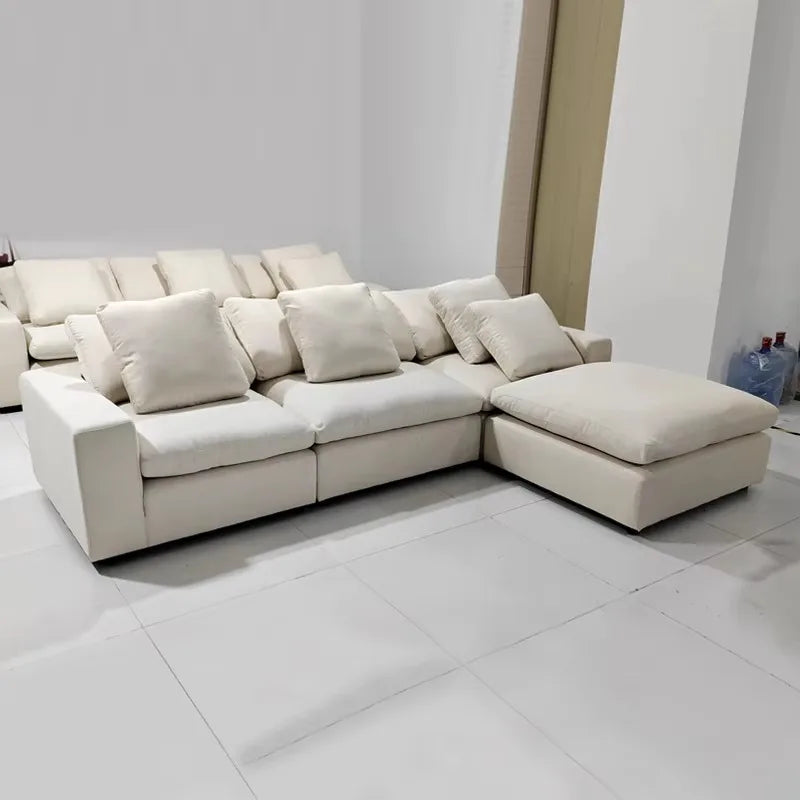 Modern Style Comfortable Coud Couch Living Room Furniture Modular Down Filling Velvet Fabric Sectional Sofa Set