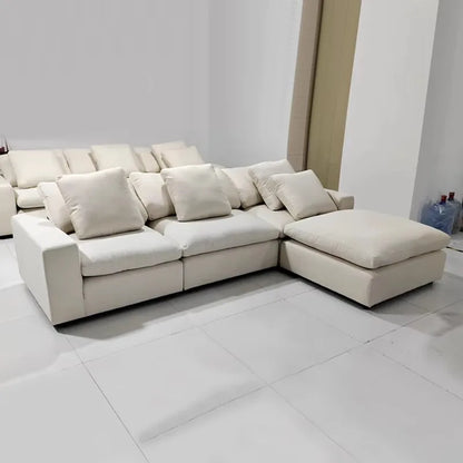 Modern Style Comfortable Coud Couch Living Room Furniture Modular Down Filling Velvet Fabric Sectional Sofa Set