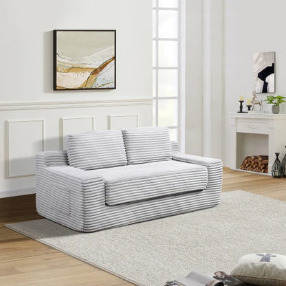 2-in-1 Convertible Sofa Bed, Comfortable Boneless Double Sofa, Suitable for Living Room, Apartment, Small Space Grey