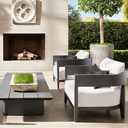 Backyard Poolside Lounge Luxury Corner Outdoor Couch Sectional Teak Wood Rattan Rope Aluminum Modern Outdoor Garden Sofa Set