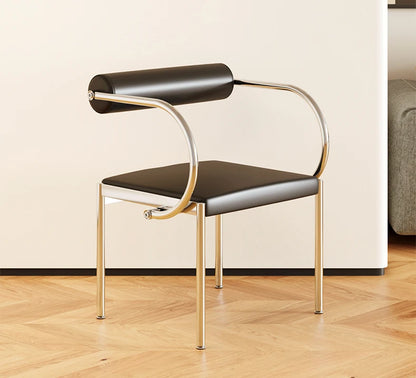 Mid-Century Designer Chair Industrial Metal Dining Seat Bedroom Vanity Stool with Backrest Stainless Steel Office Chair for Home