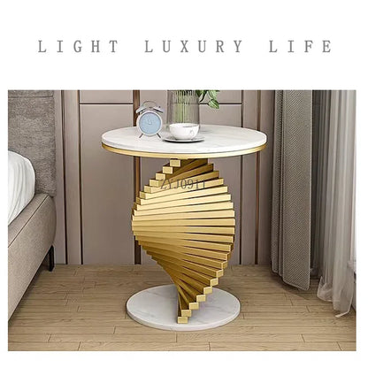 Living room modern luxury coffee corner table latest round top gold metal base side table