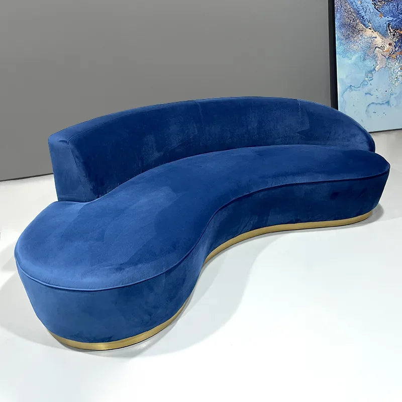 Modern Comfortable Velvet Fabric Couches for Home Luxury Commercial Sofas Set Furniture Couch Living Room Curved 3 Seater Sofa
