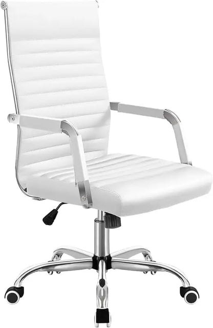 mid-back swivel armchair in white for office and conference rooms