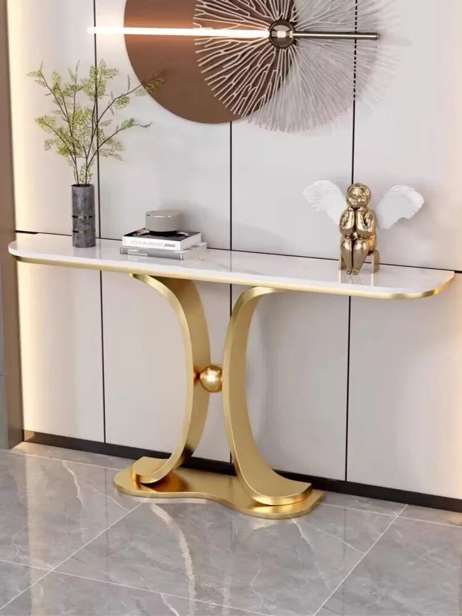 Light luxury entrance table New Chinese  table against the wall Living room Semicircular