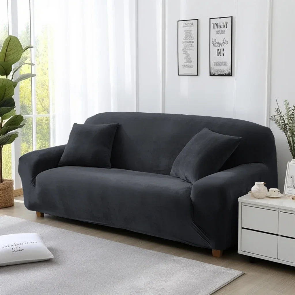 Velvet Sofa Cover Elastic Thick L Shaped Corner Sofa Cover for Living Room 1/2/3/4 Seater Stretch Cover for Sofa Couch Armchair