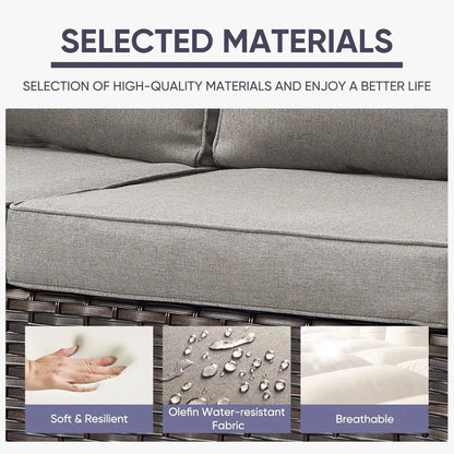 Outdoor Couch Patio Furniture: Wicker Patio Sofa with Deep Seat High Back, 800Lbs Weight Capacity Oversize Outdoor