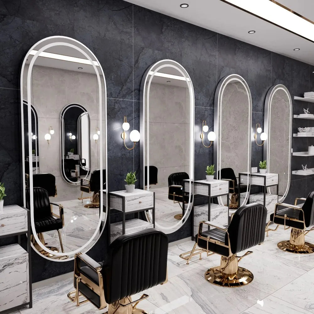 3PCS Professional LED Light Hair Salon Mirror - Large Modern Single-Sided Dressing Station for Barbershop  Styling