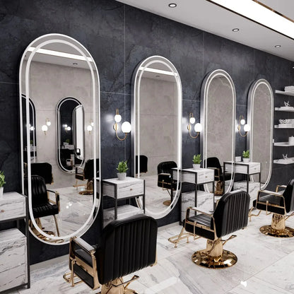 3PCS Professional LED Light Hair Salon Mirror - Large Modern Single-Sided Dressing Station for Barbershop  Styling
