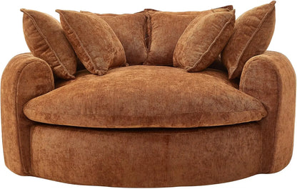 59.8" Modern Round Chaise Sofa Bed, Loaf Sofa with 8 Pillows, Upholstered Boneless Sofa for Living Room, Full-Compressed, Soft