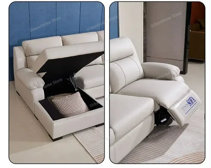 L-shaped Living Room Sofa Leather Electric Recliner Sofa Multi-functional Sofa Bed Folding Small Furniture with Storage Space