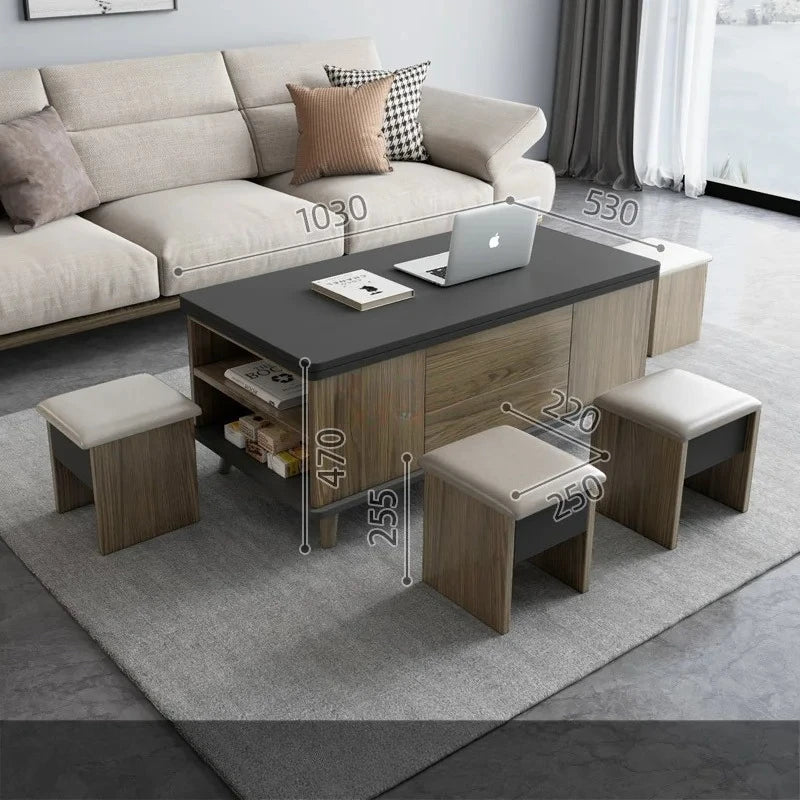 Creative Folding Dining Table Dual-Use Small Apartment Simple Unique Living Room Retractable Lifting Coffee Table Furniture