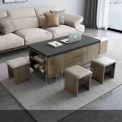Creative Folding Dining Table Dual-Use Small Apartment Simple Unique Living Room Retractable Lifting Coffee Table Furniture