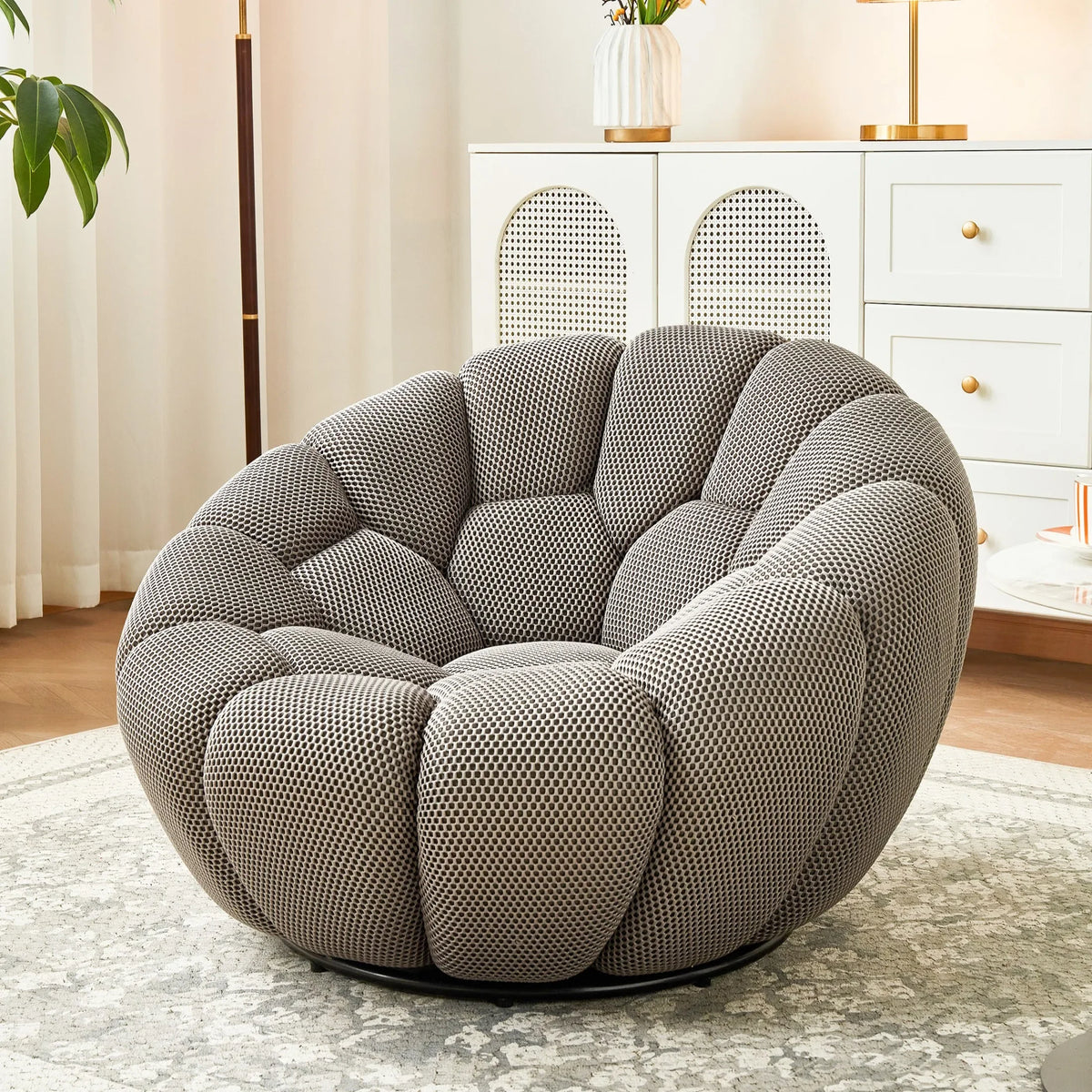 Modern Pumpkin Chair Luxury Bubble Sofa Single Lounge Seat Lazy Recliner for Bedroom Balcony Living Room Aesthetic Accent