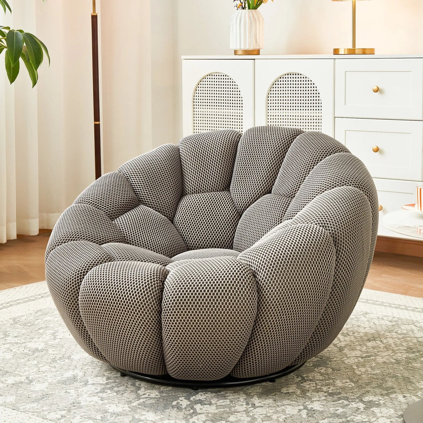 Modern Pumpkin Chair Luxury Bubble Sofa Single Lounge Seat Lazy Recliner for Bedroom Balcony Living Room Aesthetic Accent