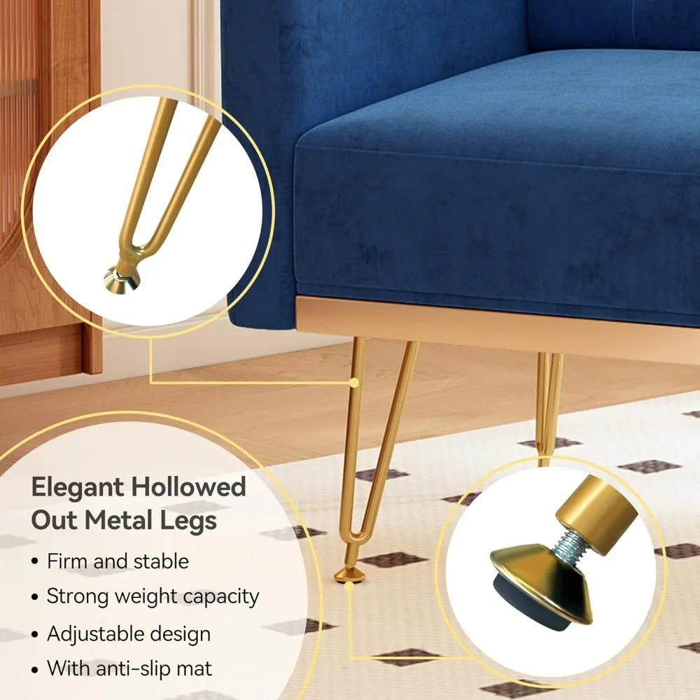 Accent Chair for Living Room, Comfy Oversized Velvet Upholstered Arm Chairs, Mid Century Modern Reading Single Sofa Side Chair