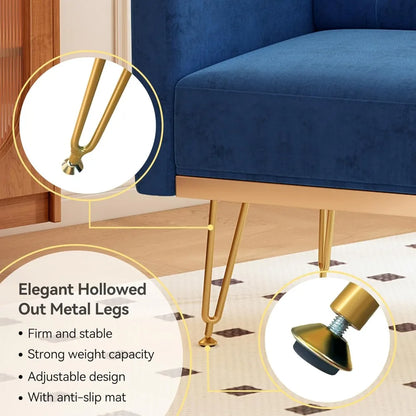 Accent Chair for Living Room, Comfy Oversized Velvet Upholstered Arm Chairs, Mid Century Modern Reading Single Sofa Side Chair