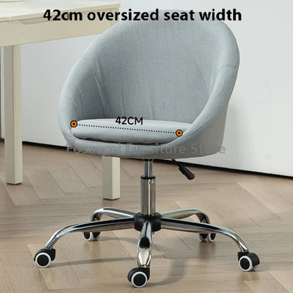 Minimalist Linen Fabric Office Computer Chair with Curve Seat Comfortable Home Swivel Vanity Chair Adjustable Height Desk Chairs