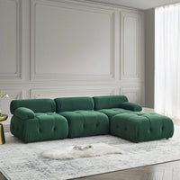 Modular Sectional Sofa Button Tufted Designed and DIY Combination L Shaped Couch with Reversible Ottoman Green Velvet