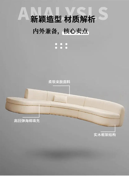 Semicircular Curved Sofa Special-shaped Burgundy Beauty Salon Clothing Store Hotel Lobby Office Lounge Area Reception